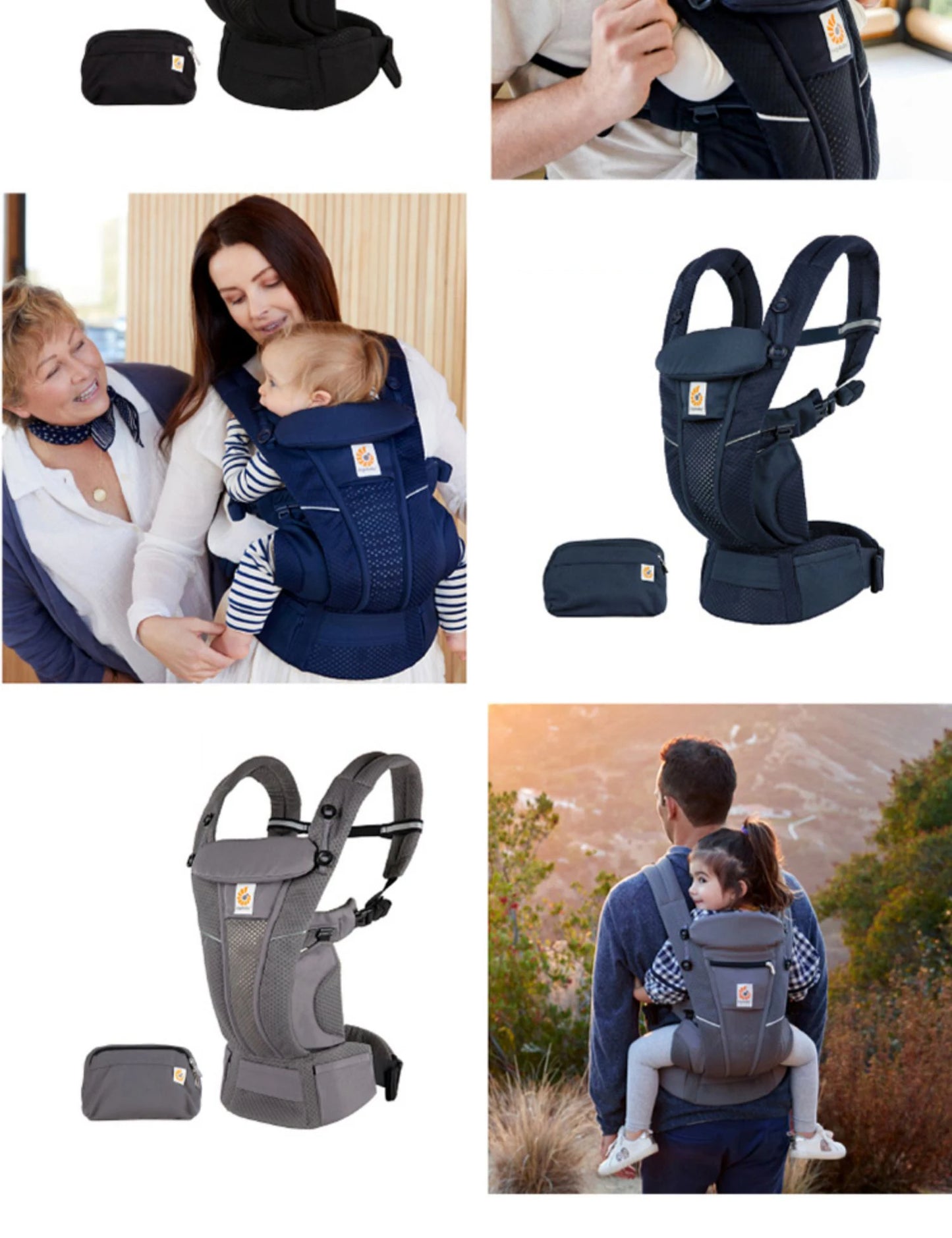 Ergobaby All Carry Positions Breathable mesh baby carrier, enhancing lumbar support and airflow (7-45 pounds)