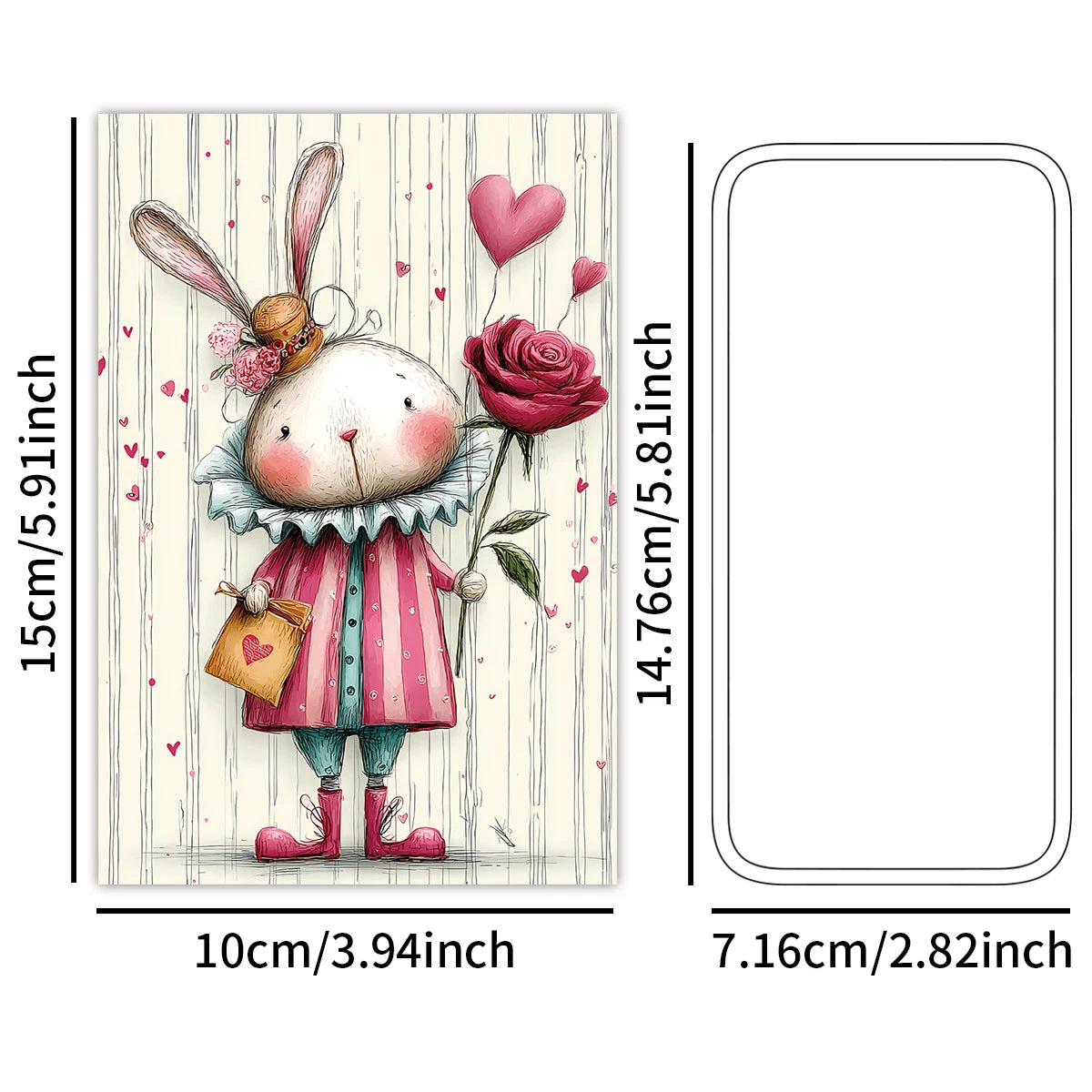 20pcs Aesthetic Love Theme Postcards,Bunny Illustration,For Home Wall,Valentine's Day,Easter Party Decor,Gift Wrap Inserts Cards