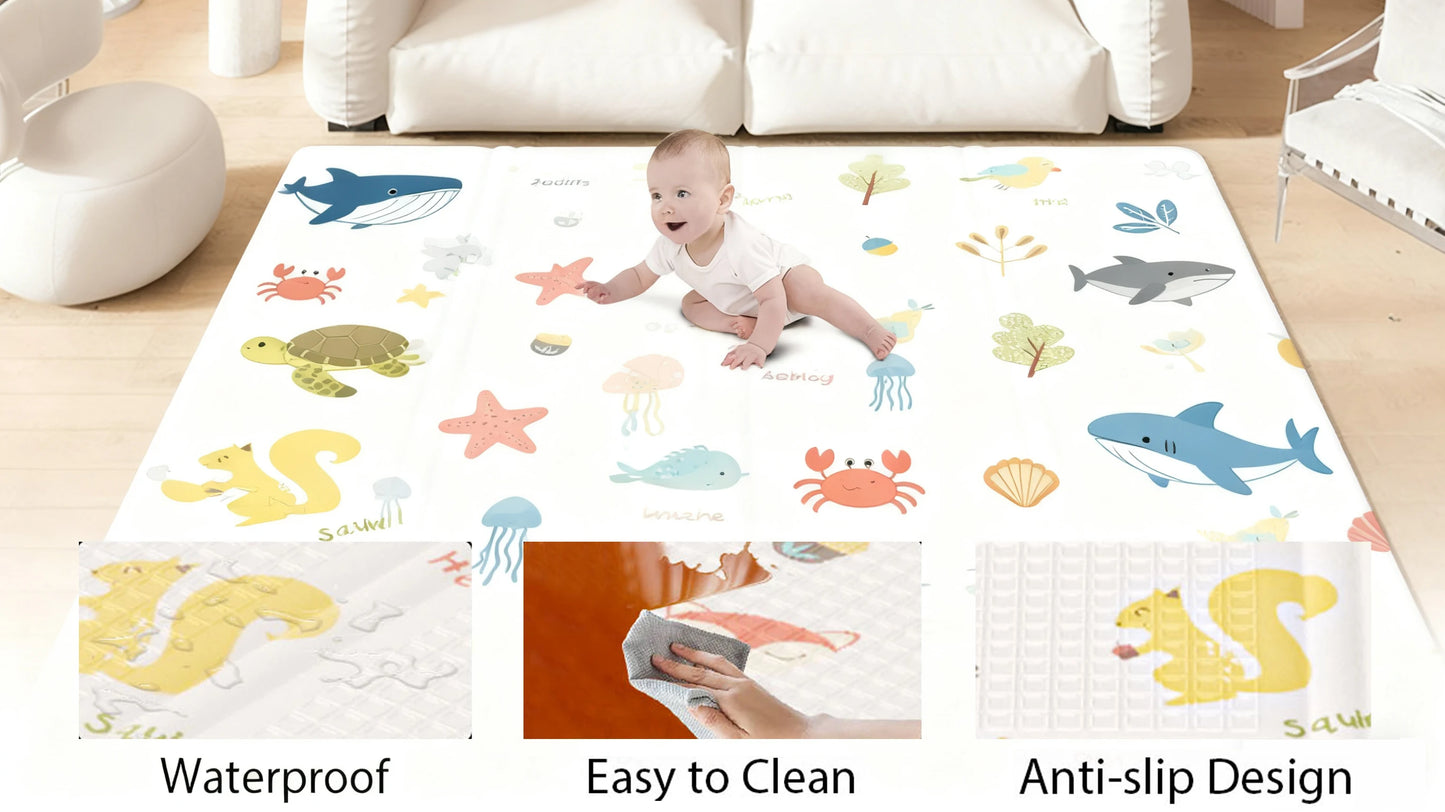 Foldable XPE Baby Play Mat Lightweight Non Toxic Crawling Mat for Newborn Portable Waterproof Play Rug Infants Travel Crawl Mat