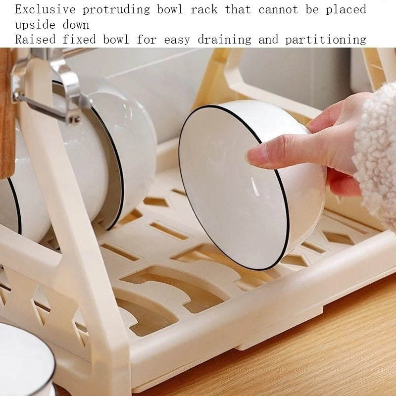Kitchen Multifunctional Storage Rack, Bowl And Plate Organiser With Drainage Rack, Countertop Cutlery Storage Rack
