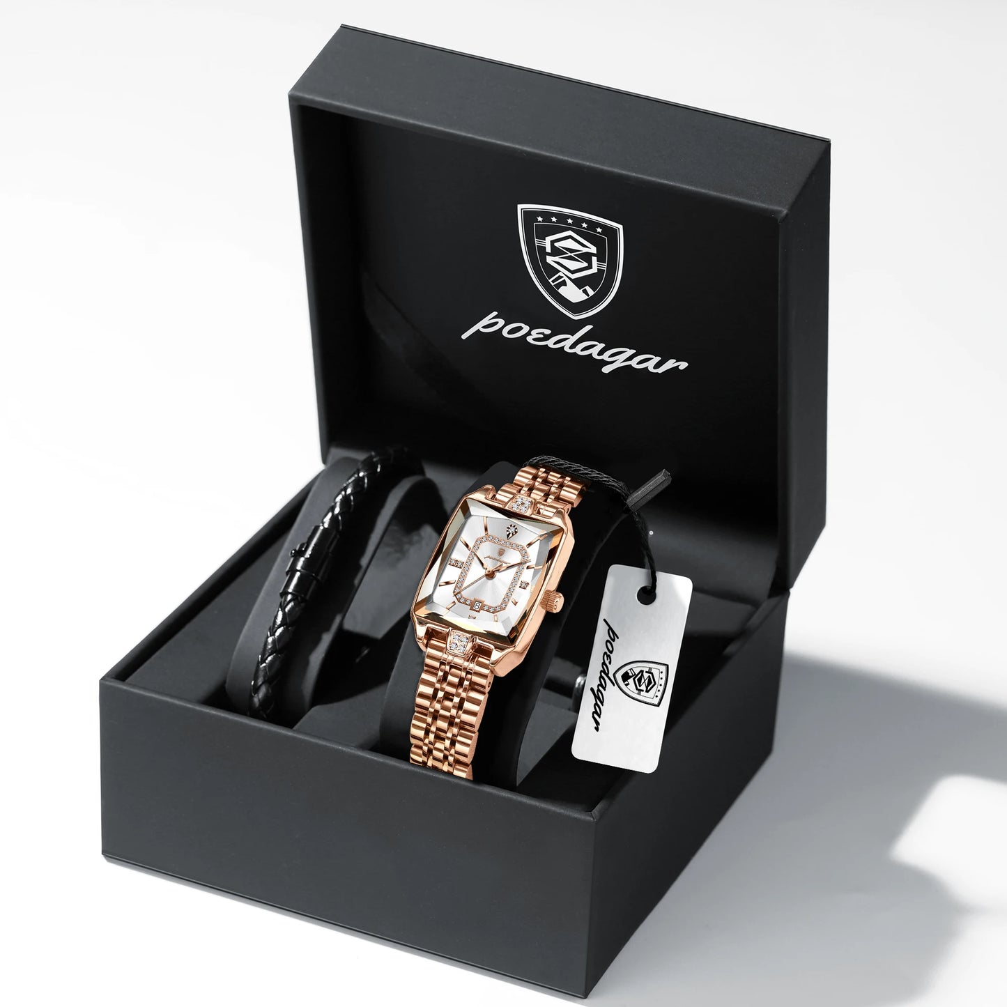 POEDAGAR Fashion High Quality Women Wristwatch Waterproof Date Ladies Watch Rectangle Stainless Steel Women's Quartz Watches+Box
