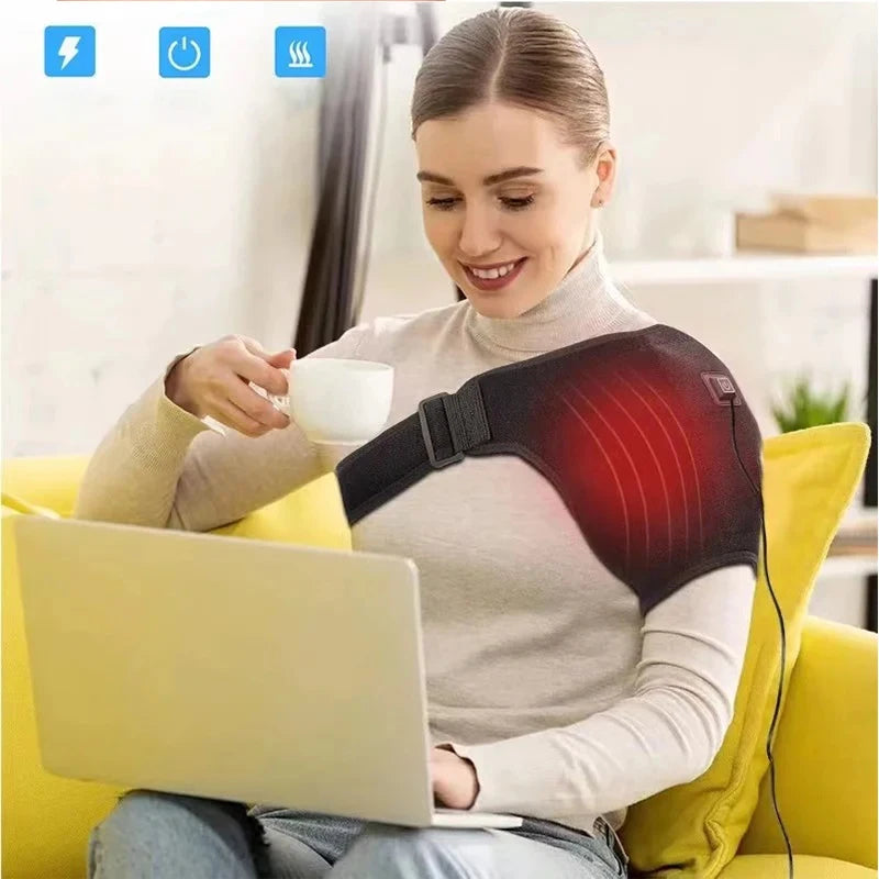 USB Electric Shoulder Brace Heated Massage Belt