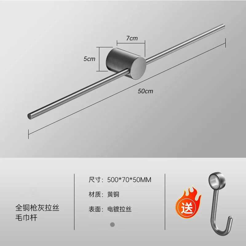 Bathroom Towel Rack Brass Wall-mounted Toilet Space White Bar Storage Rail Shelf Bathroom Hardware Set Accessories Hanger