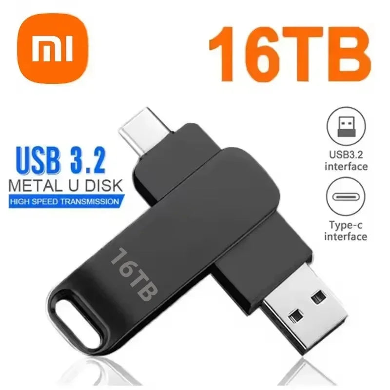 XIAOMI 16TB Flash Drives USB 3.2 High Speed USB Transfer Metal Pendrive Memory Card Pendrive Flash Disk Memoria Waterproof Stick