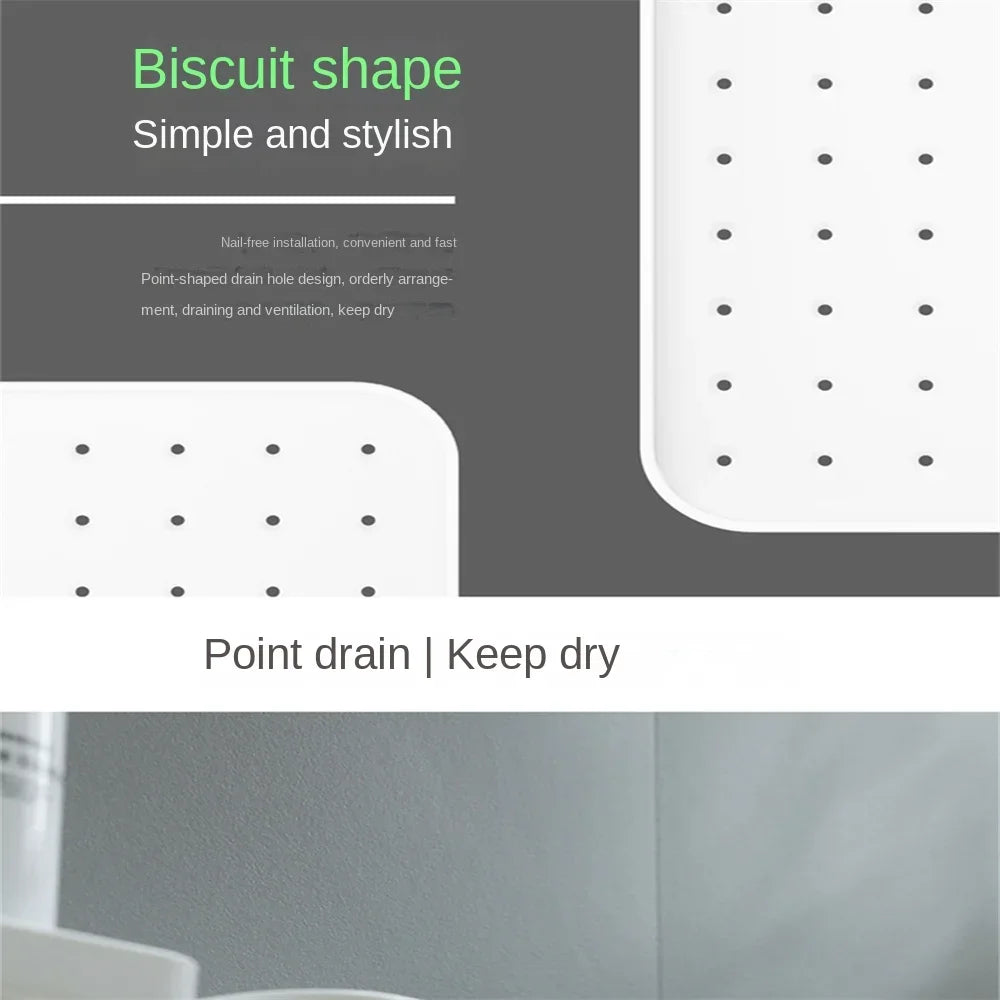 Bathroom Drainable Storage Rack Small White Bathroom Accessories Punch-free Wall-mounted Bathroom Shelf Wash Supplies Storage