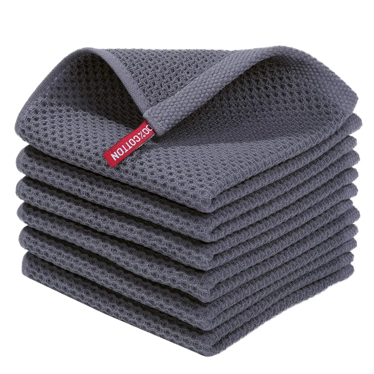 6 Pack 100% Cotton Waffle Weave Kitchen Dish Cloths