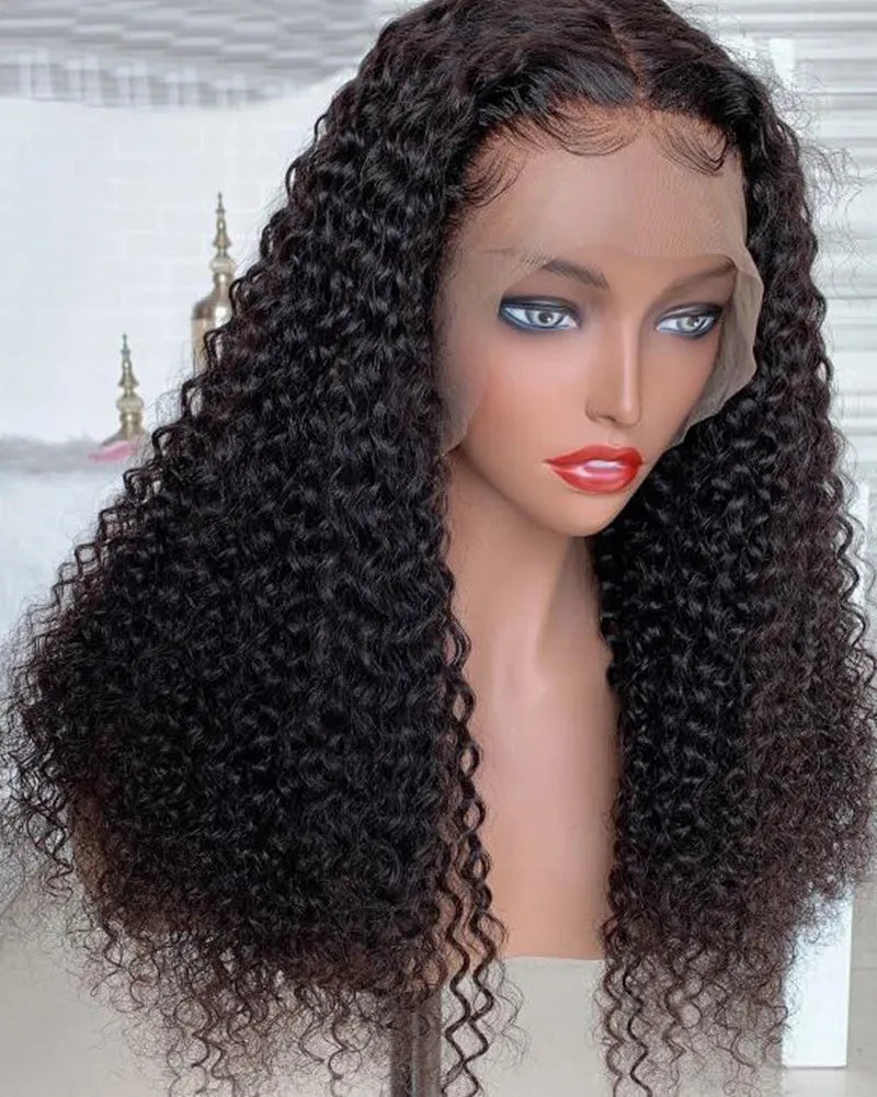13x4 Hd Kinky Curly Lace Frontal 100% Human Hair Wigs Pre Plucked Brazilian Glueless Water Wave 4x4 Lace Closure Wigs Curly Wave