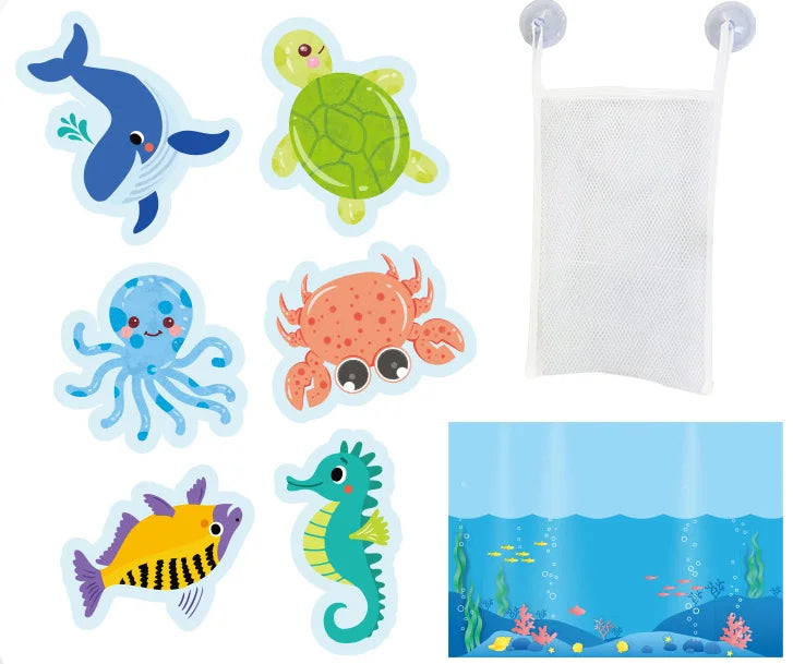 Baby Bath Toys Fun Foam Animals Floating Water Toy Traffic Early Educational Learning Gift for Kids Toddlers Bathtub Play Set