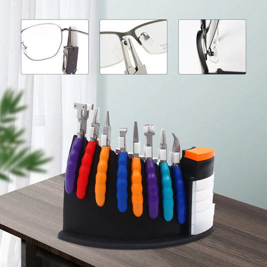 14pc Optical Eyeglass Repair Tool Kit, Optician Optical Tools Kit Eyeglasses Repair 6 Pcs Screwdrivers 8Pcs Pliers, Non-Slip Grip, for Eyeglass, Watch, Computer, Laptop, Phone