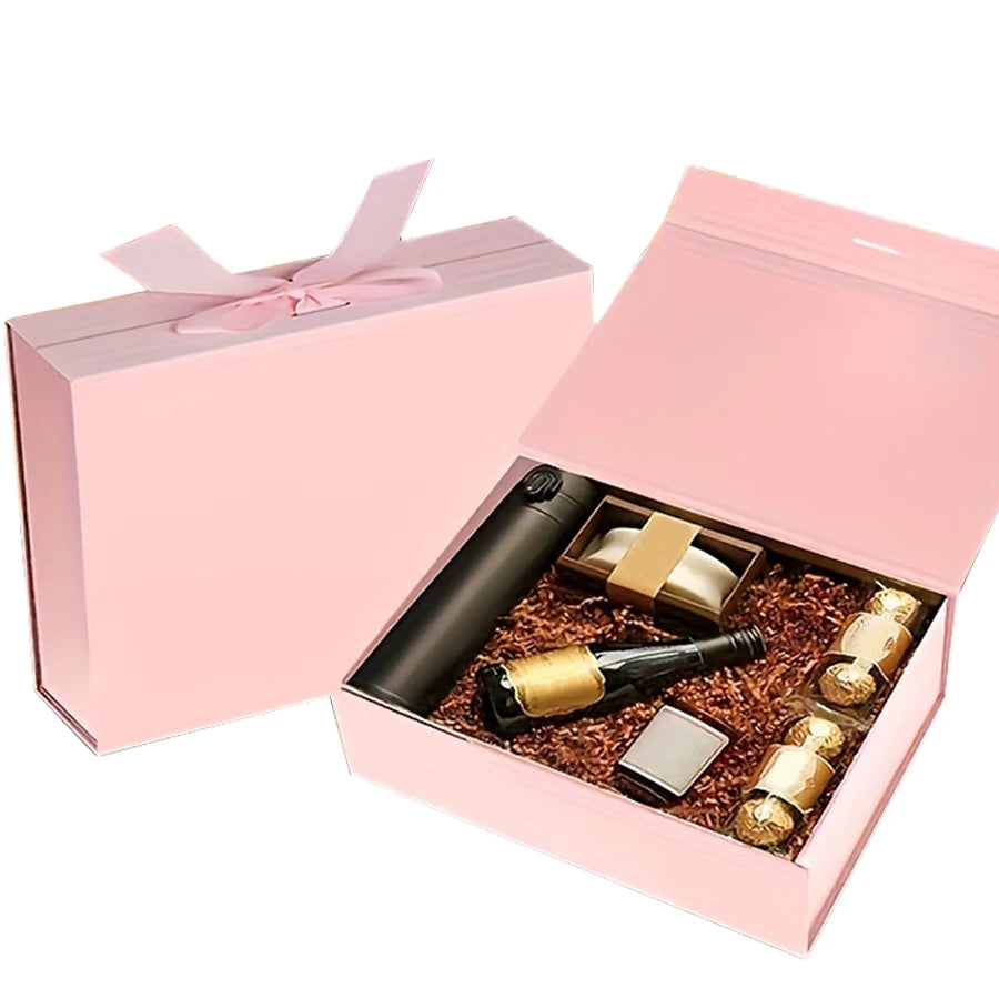 Luxury Magnetic Gift Box With Lid Ribbon Lafite 3 Sizes Available Grass Greeting Card Valentine's Day Gift Packaging Box