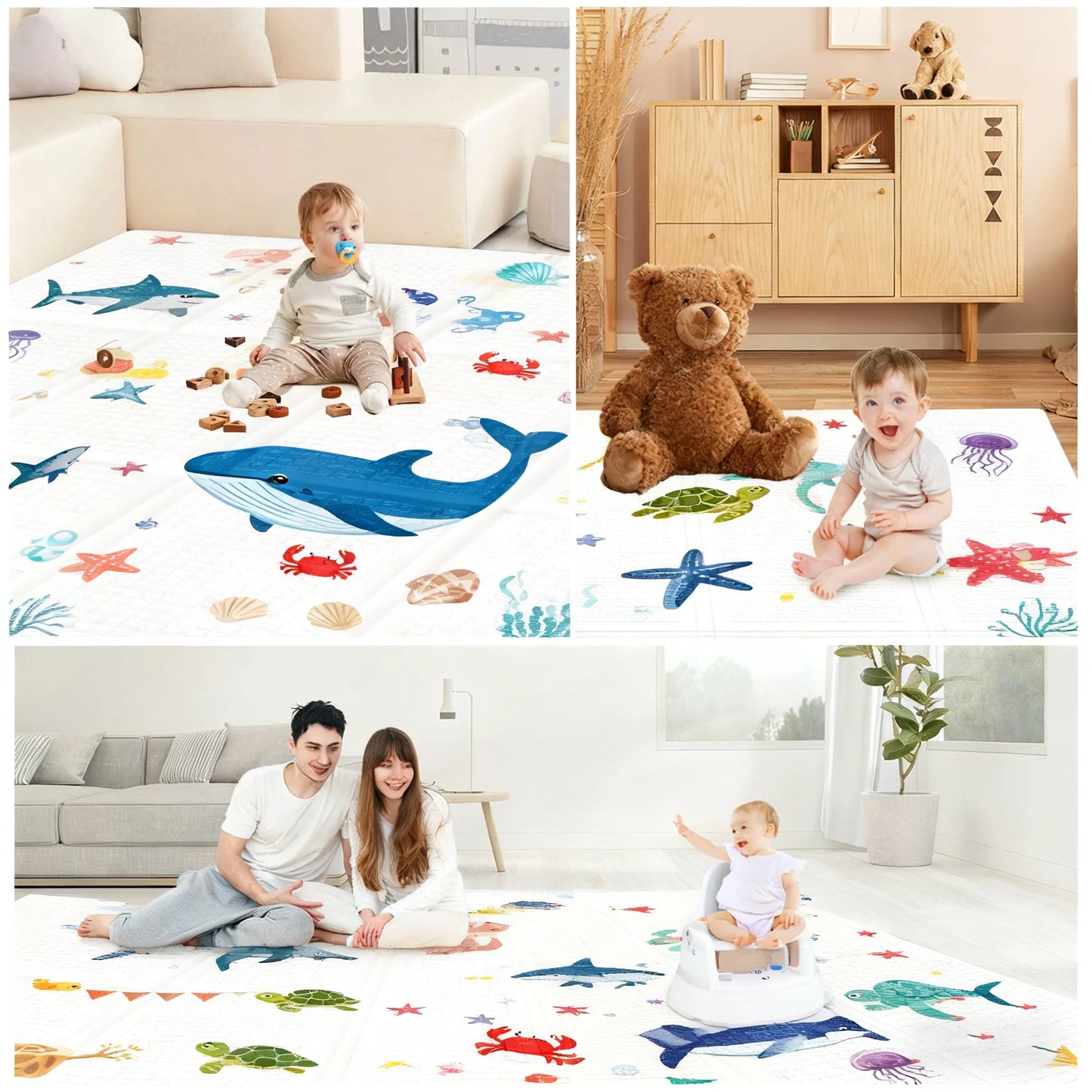 Foldable XPE Baby Play Mat Lightweight Non Toxic Crawling Mat for Newborn Portable Waterproof Play Rug Infants Travel Crawl Mat