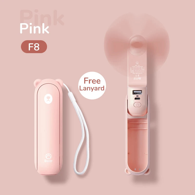 JISULIFE Portable Mini Handheld Fan USB 4500mA With Flash Light