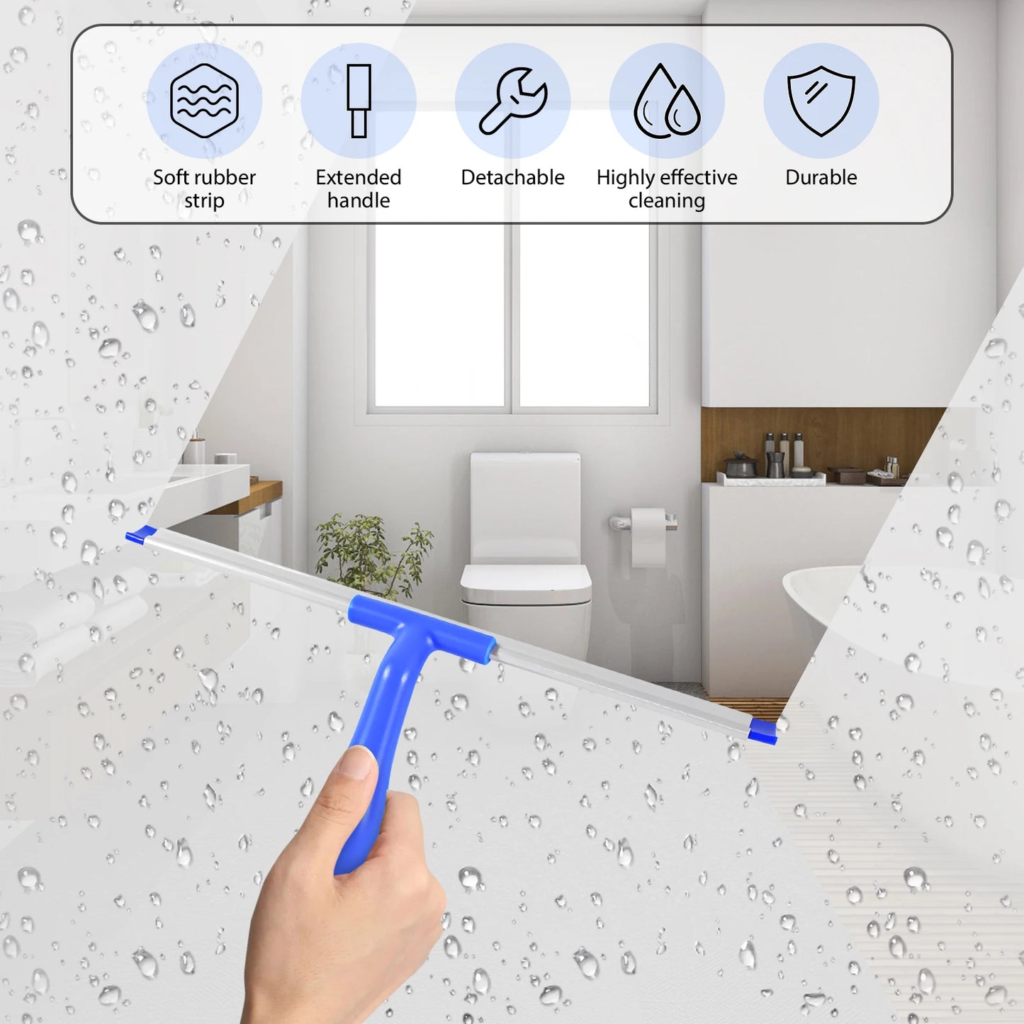 16.5-165cm Extendable Window Cleaning Kit 2 in 1 Glass Squeegee Cleaner Duster Mop Cleaning Tools