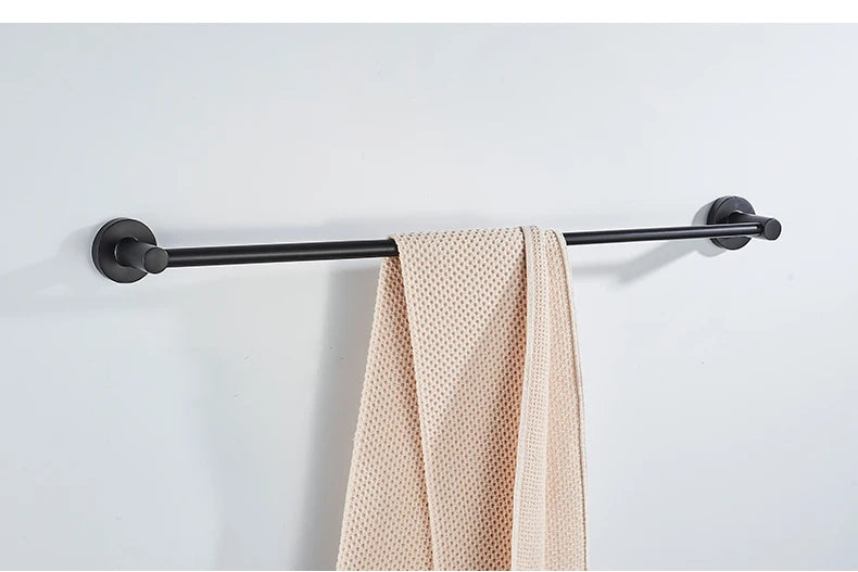 Bathroom Retractable Towel Single Bar Black, Chrome Single Towel Rack Extended Drying Towel Hanging Bar Bathroom Stainless Steel