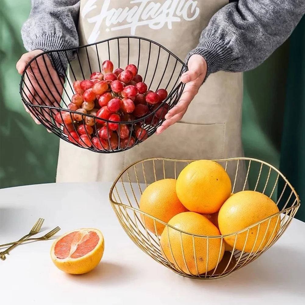 Metal Fruit Basket Simple Fruit Basin Multi-Size Iron Snack Bread Vegetable Storage Bowls Kitchen Eggs Dessert Holder Organiser
