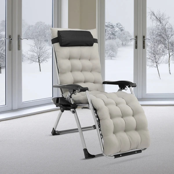 Infinity Zero Gravity Chair with Pad, Patio Chairs with Pillow and Utility Tray Adjustable Folding Recliner for Deck,Patio,Beach