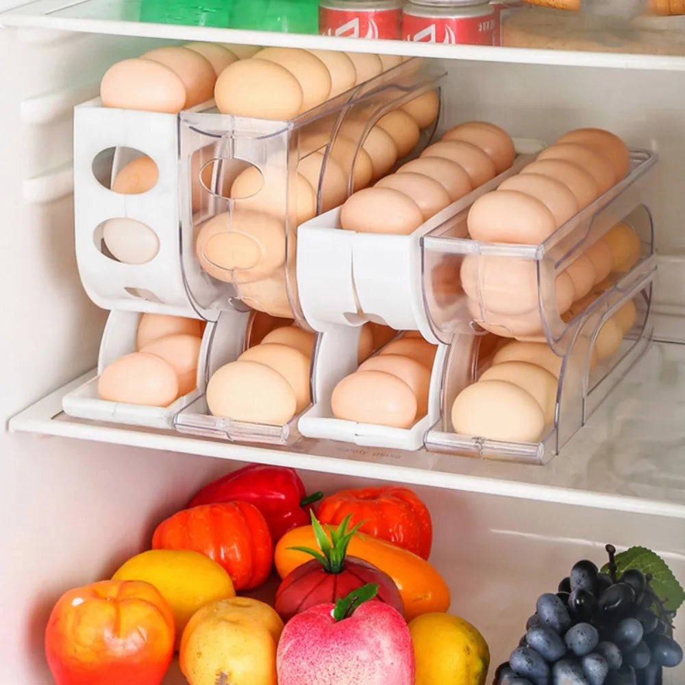 Automatic Egg Dispenser Rolling Egg Tray Organizer, Space Saving Refrigerator Egg Roller,Holds 20/30 Eggs Simultaneously
