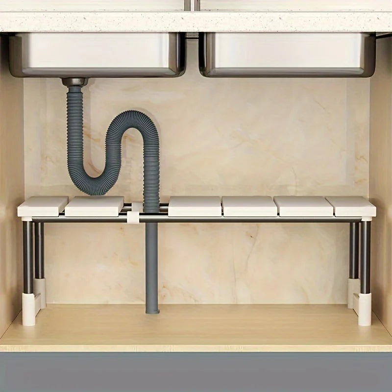 Adjustable Under Sink Storage Rack,Expandable Kitchen & Bathroom Cabinet Organiser, Durable Space-Saving Multi-Layer Pot Holder