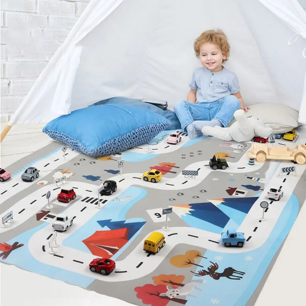 130*100CM Baby Play Mat City Traffic Road Map Mat & Road car sign Foldable Nordic Style Kids Activities Rug Outdoor Picnic Mat