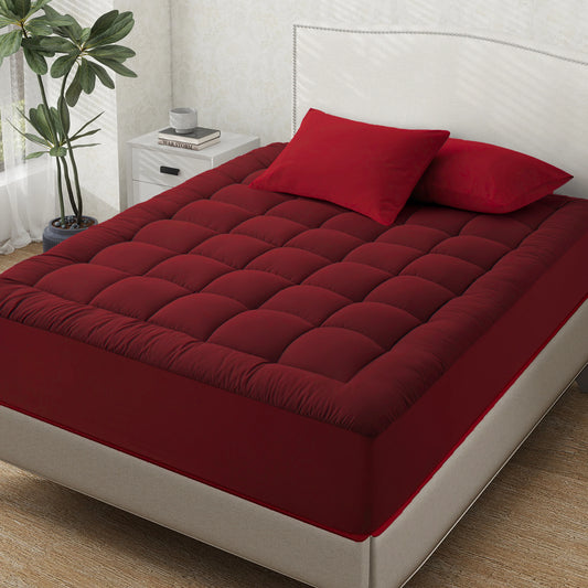 Queen Mattress Topper for Body Pain Relief, 450GSM Extra Thick Mattress Pad Cover with Elastic Pocket, fiber Bed Topper