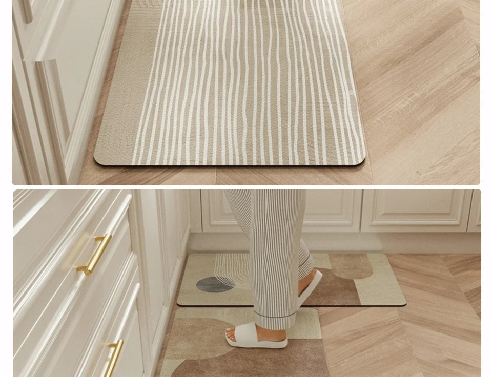 Carpet for Kitchen Waterproof Floor Mat Beige Carpets Pvc Leather Non-slip Oil-proof Long Foot Mats Home Decoration Rug Balcony
