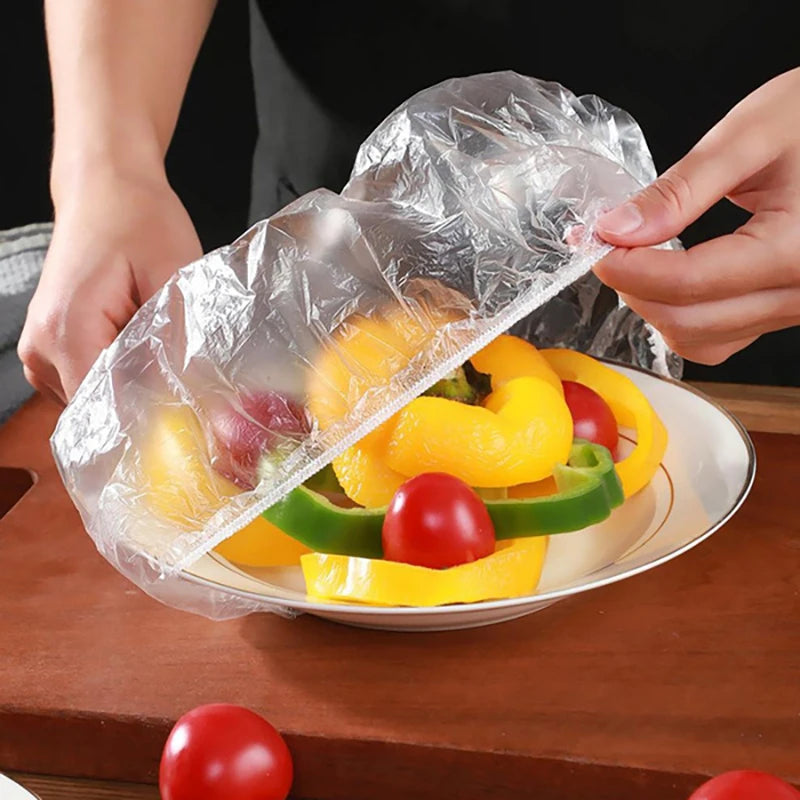 80/70/52/42cm Disposable Food Cover Wrap Food Grade Fruit Vegetable Storage Bag Elastic Plastic Bag Kitchen Fresh Keeping Bag