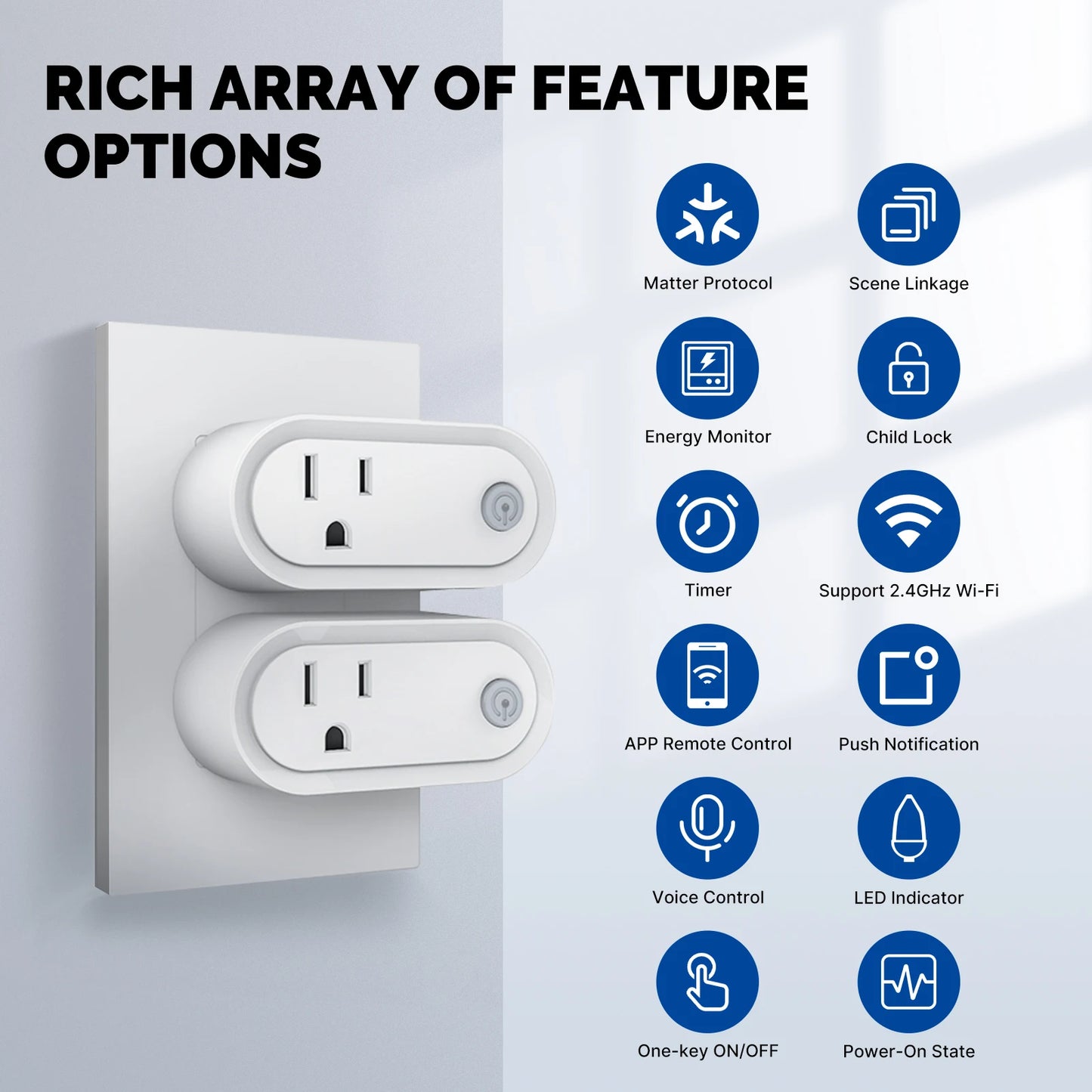 MOES Smart EU/US/UK Plug Matter WiFi Socket 15/16A Timer Outlet Power