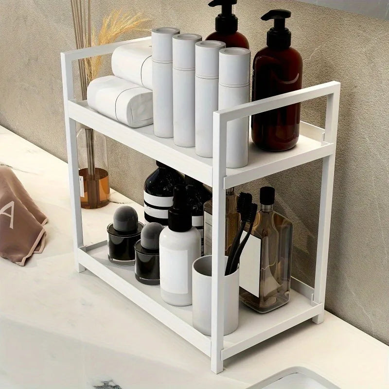 2-Tier Countertop Organiser – Multi-Purpose Storage Rack for Bathroom, Bedroom &amp; Kitchen