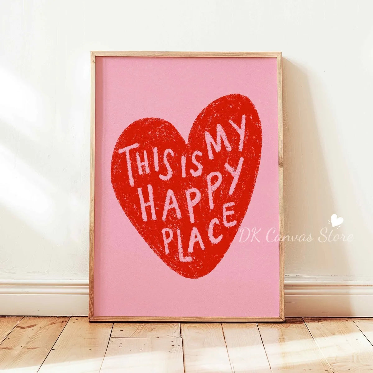 "This Is My Happy Place" Heart Quote Canvas Print Poster Modern Minimalism Art Prints Bedroom Living Room Wall Art Home Decor