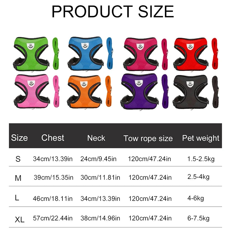Adjustable Polyester Mesh Pet Harness Lead