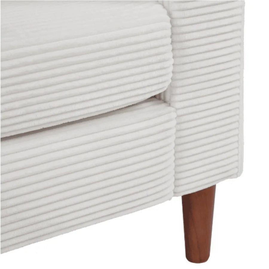 Retro 74 in. Comfy Corduroy Rectangle 2-Seater Loveseat with Solid Wood Legs