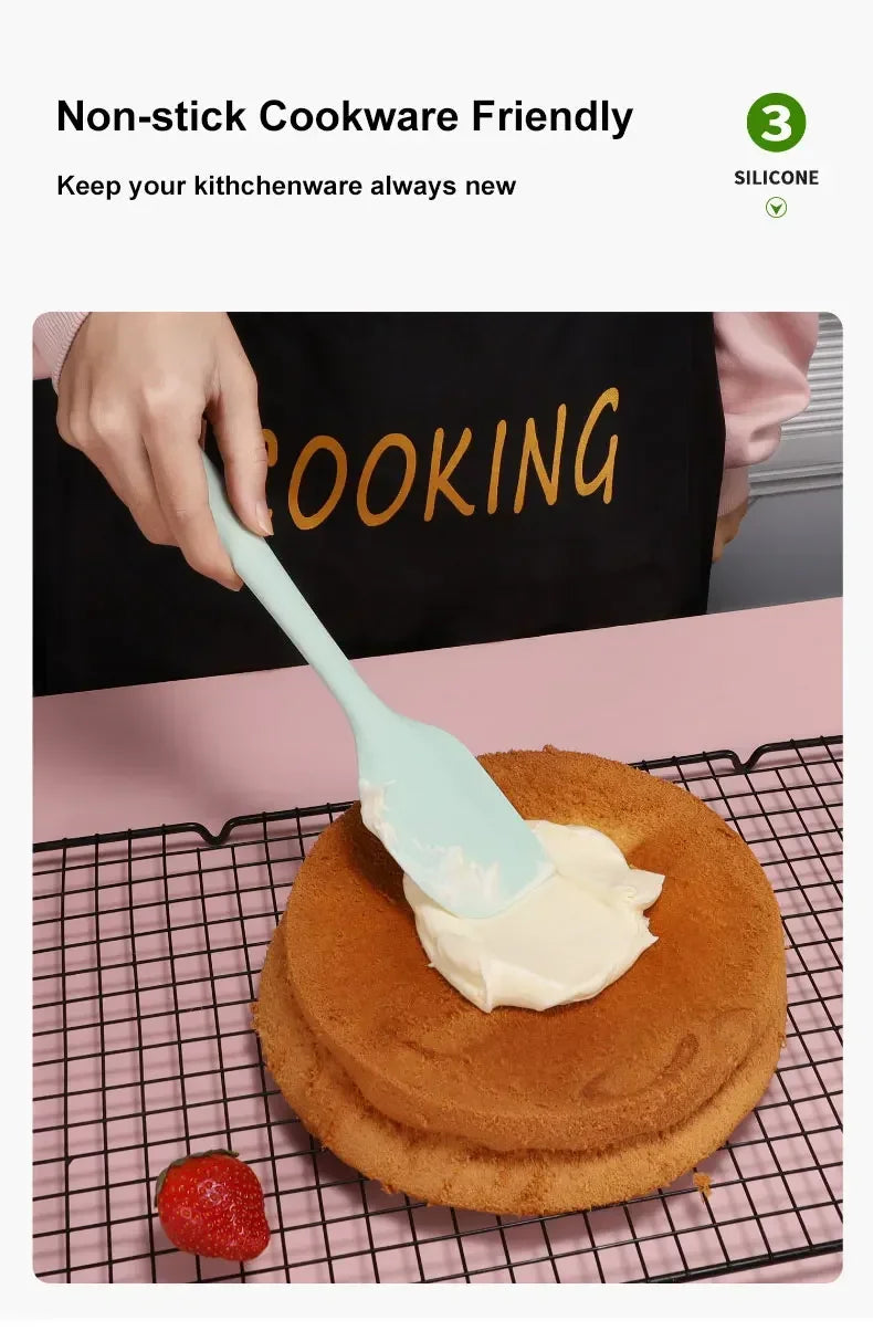Silicone kitchenware 6-piece set, cream integrated scraper, spatula, oil brush, size scraper set