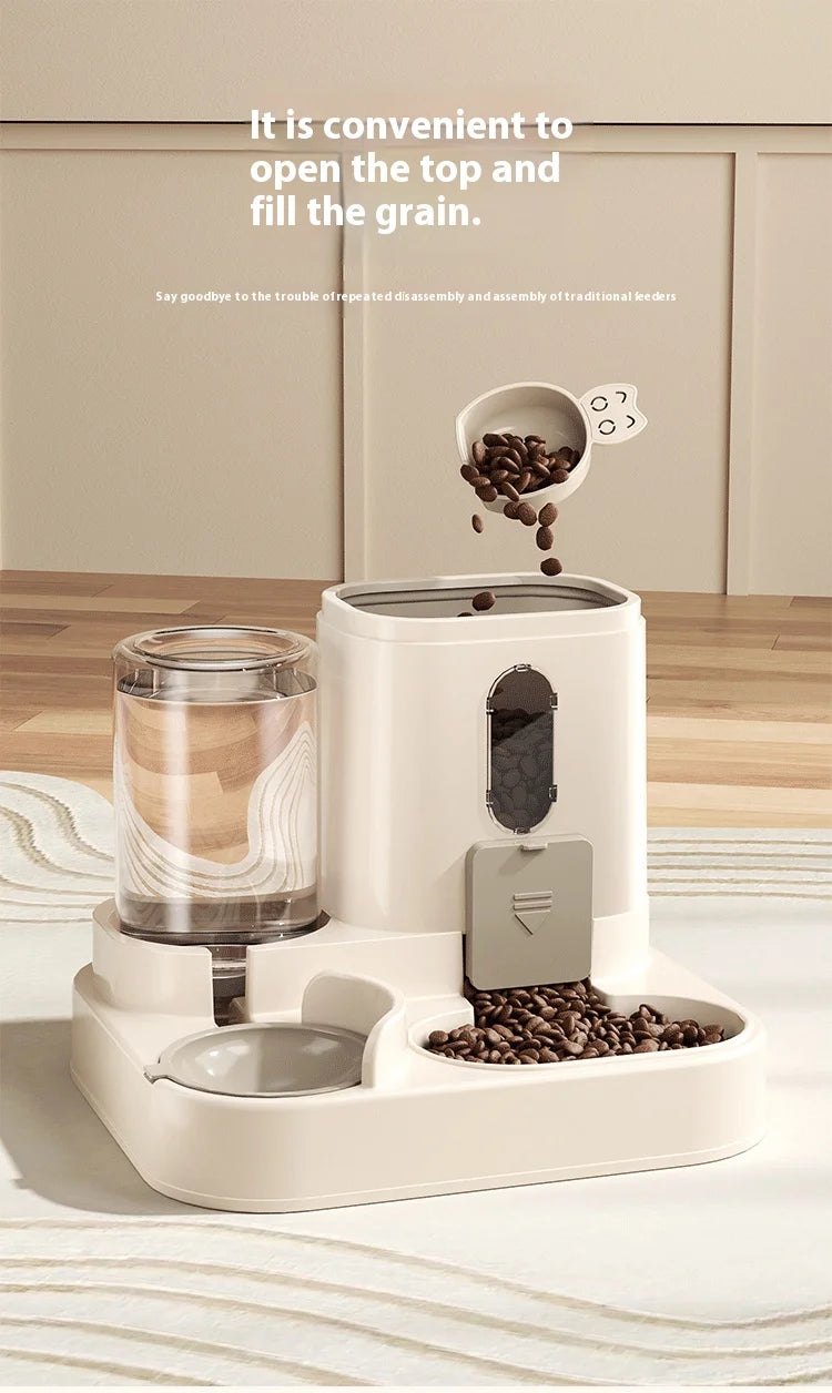 Automatic Dog Cat Feeder and Water Dispenser Gravity Food Feeder and Waterer Set with Pet Food Bowl