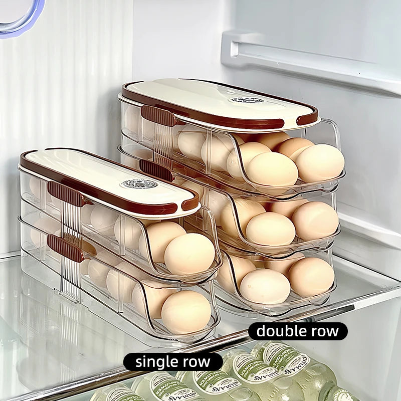 1 piece, Egg storage box, automatic rolling refrigerator egg rack storage, hand-held egg refrigerator side door storagerack