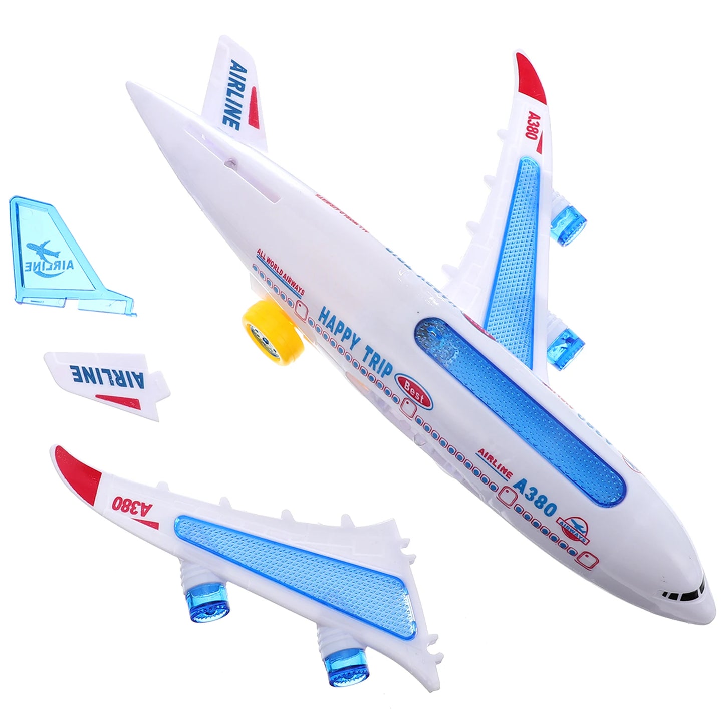 Electronic Airplane Toy with Music & Lights – Auto-Rotating Educational Aircraft Toy for Kids