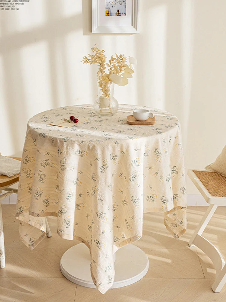 Korean Style Daisy Tassels Cotton Floral Table Cloth