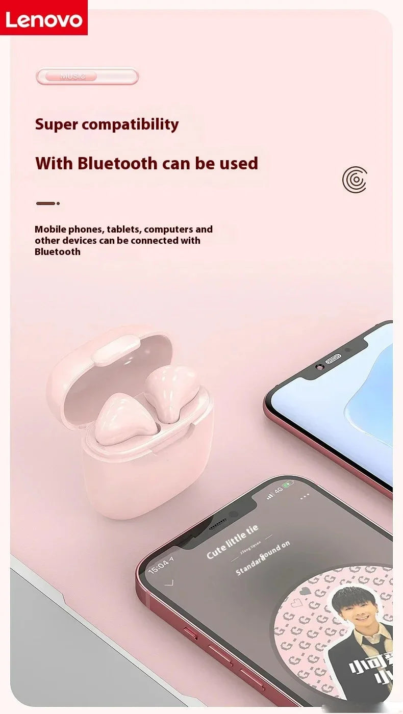 Lenovo Wireless Bluetooth Earbuds Mini In-Ear Earphones Compatible with Huawei, Android and Apple Devices Ultra-Low Latency