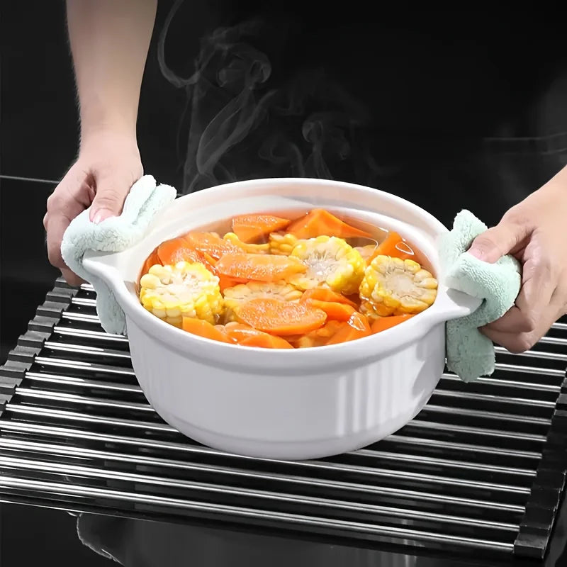 1pc Foldable Dish Drainer, Roll Up Dish Drying Rack ,Kitchen Sink Holder Organiser,Tableware Plate Storage Shelf