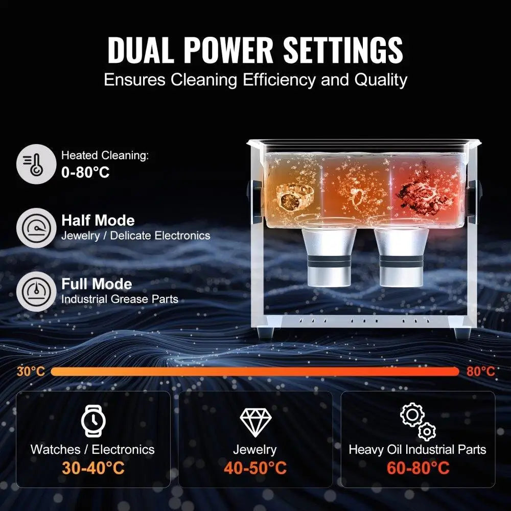 3L Ultrasonic Cleaning Machine with Basket Heater Timer 120W for Jewelry Dental Tools