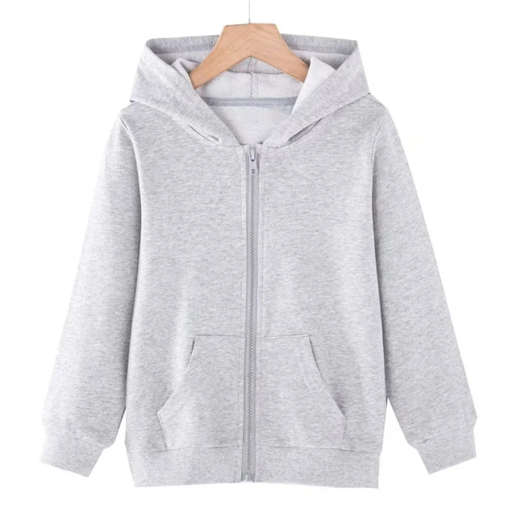 Kids Zip Up Hoodie, Unisex Cotton Blend Sweatshirt