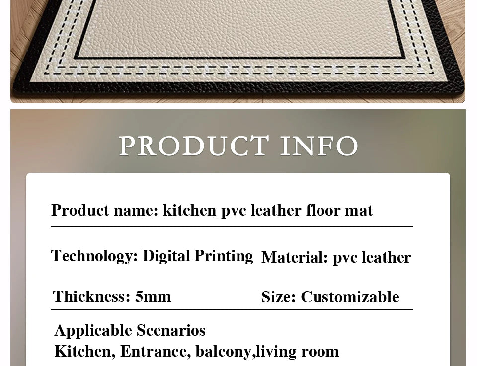 Kitchen Mat Waterproof Non-slip Rugs Leather Carpet Anti-fatigue Pvc Floor Mats Oil-proof Easy To Clean Anti-slip Area Long Rug