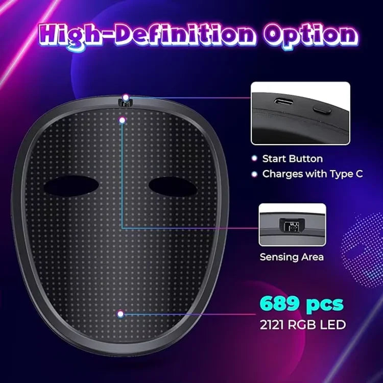 LED Mask with Gesture Sensing Children Electronic Light up Mask