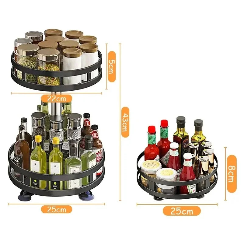 Rotatable Kitchen Storage Rack kitchen Accessories Spice Storage Rack Clean Storage 360 Degrees Rotatable Organiser Turntable