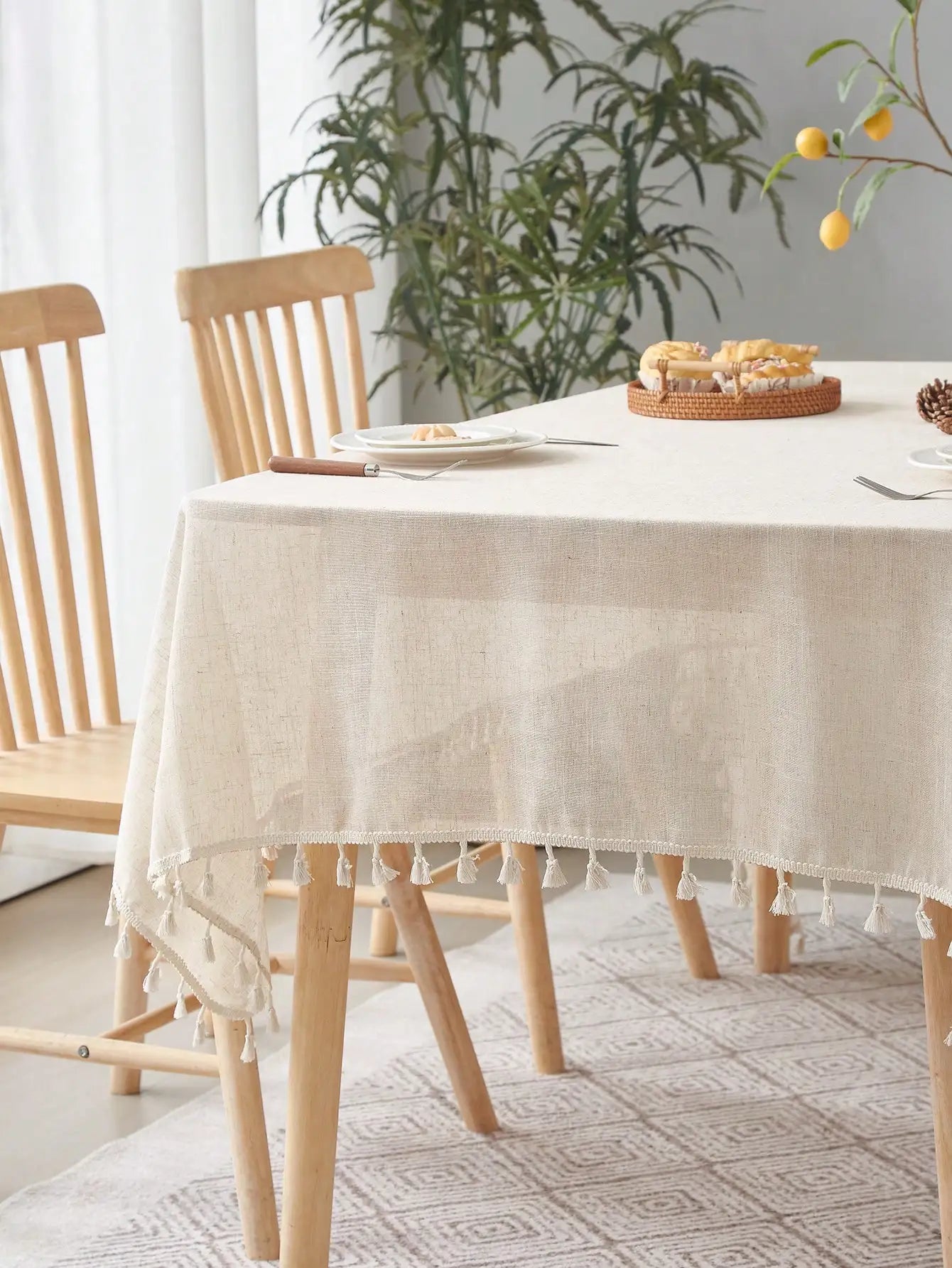 Retro Style Linen Square Table Cloth