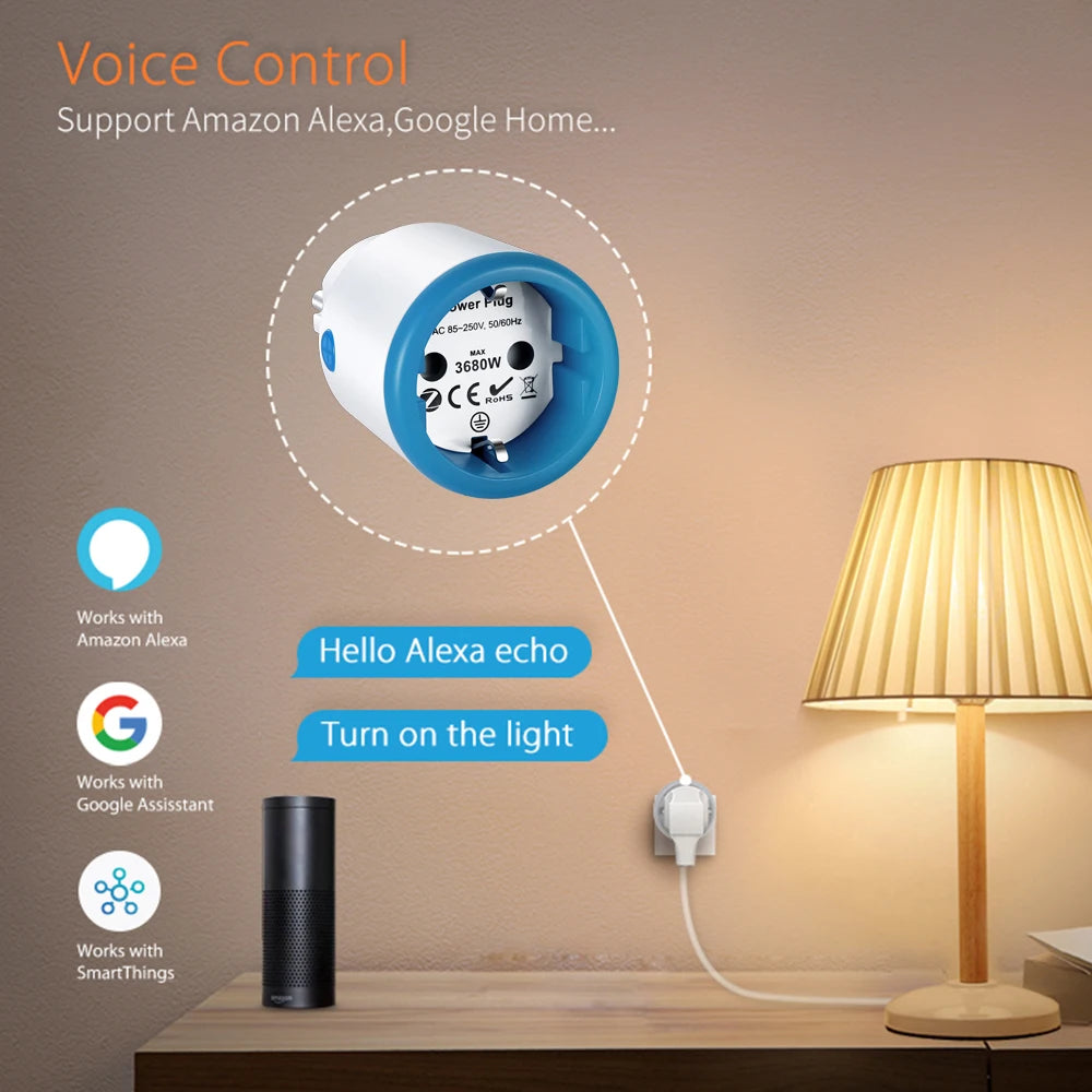 Smart Zigbee Plug Socket 3680W 16A Power Energy Monitoring Timer Switch