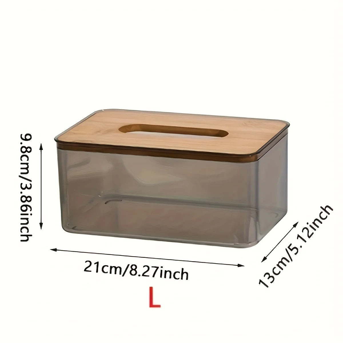 1pc-Multifunctional Tissue Holder Paper Box With Bamboo Cover Transparent Container Living Room Bedroom Tissue Storage Box