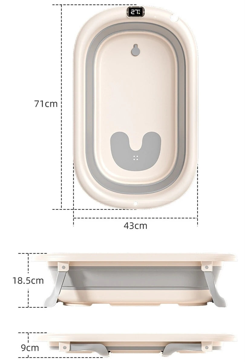 Multi-Functional Collapsible Baby Bathtub with Bath Rack and Non-Slip Mat Foldable Baby Shower Tub Portable Space Saving