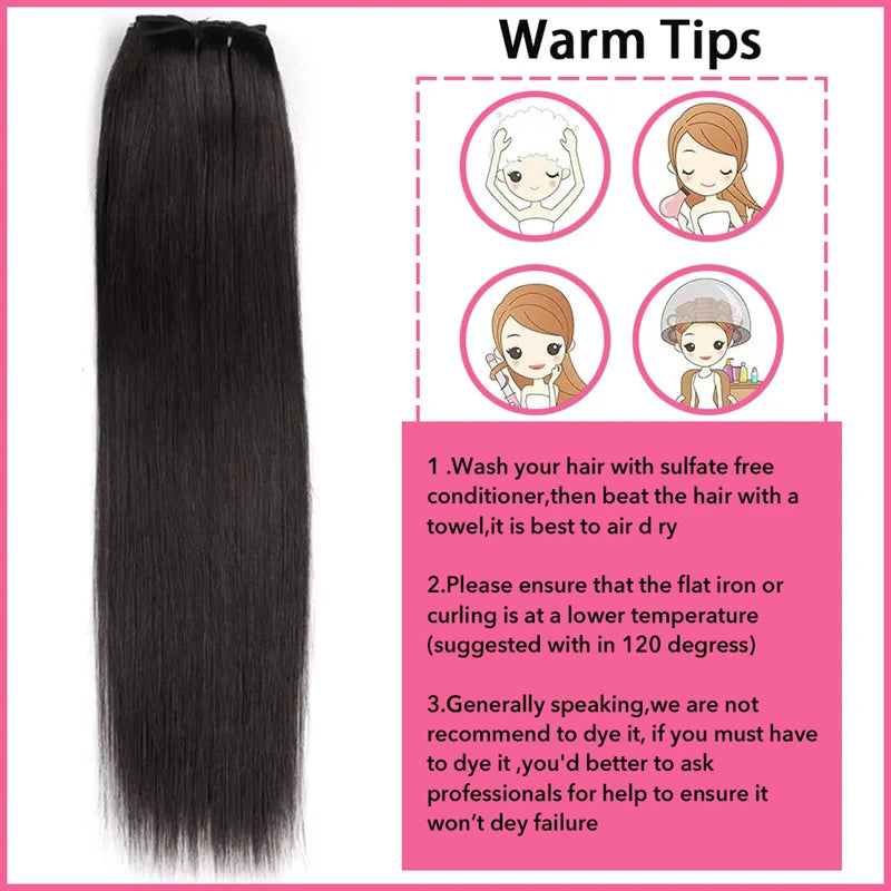Hair Extensions Straight Clip in Hair Extensions Soft Black Hair Extensions 12-18 Inches Thick Hair Extensions Clip