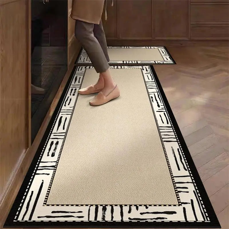 Kitchen Rug Pvc Waterproof Leather Carpet Beige Long Floor Mat Non-slip Oil-proof Home Decoration Vinyl Rugs Alfombras De Cocina