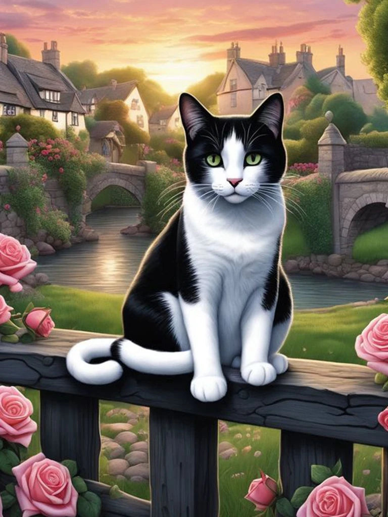 New Cow Cat 5D DIY Diamond Painting Kit Black and White Cats Portrait Diamond Embroidery Mosaic Carft Rhinestone Gift Home Decor